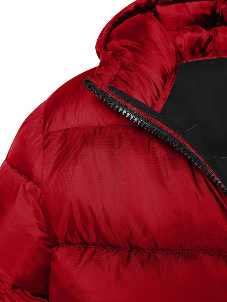 Rote Winterjacke Herren – gesteppte, gefütterte Jacke mit Kapuze