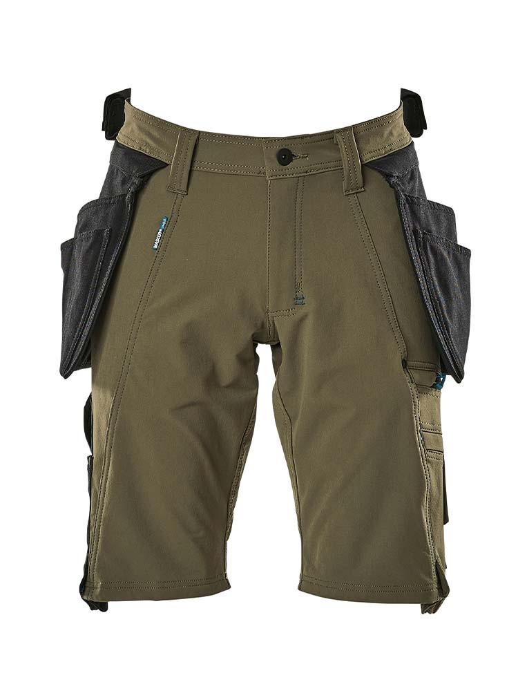 Stretch Shorts mit Hängetaschen in Grün