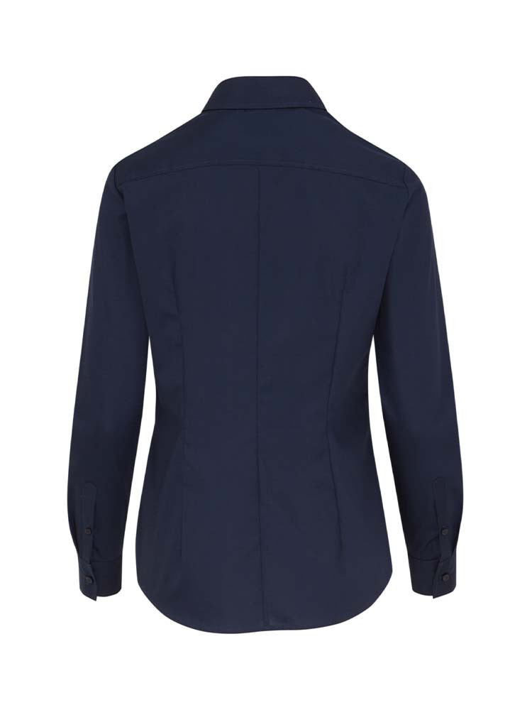 Dunkelblaue Seidensticker Bluse für Damen im Slim Fit – elegantes Hemd mit schwarzer Rose