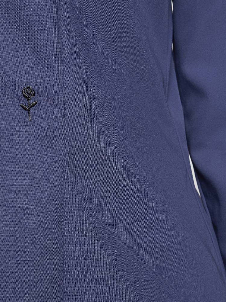 Dunkelblaue Seidensticker Bluse für Damen im Slim Fit – elegantes Hemd mit schwarzer Rose