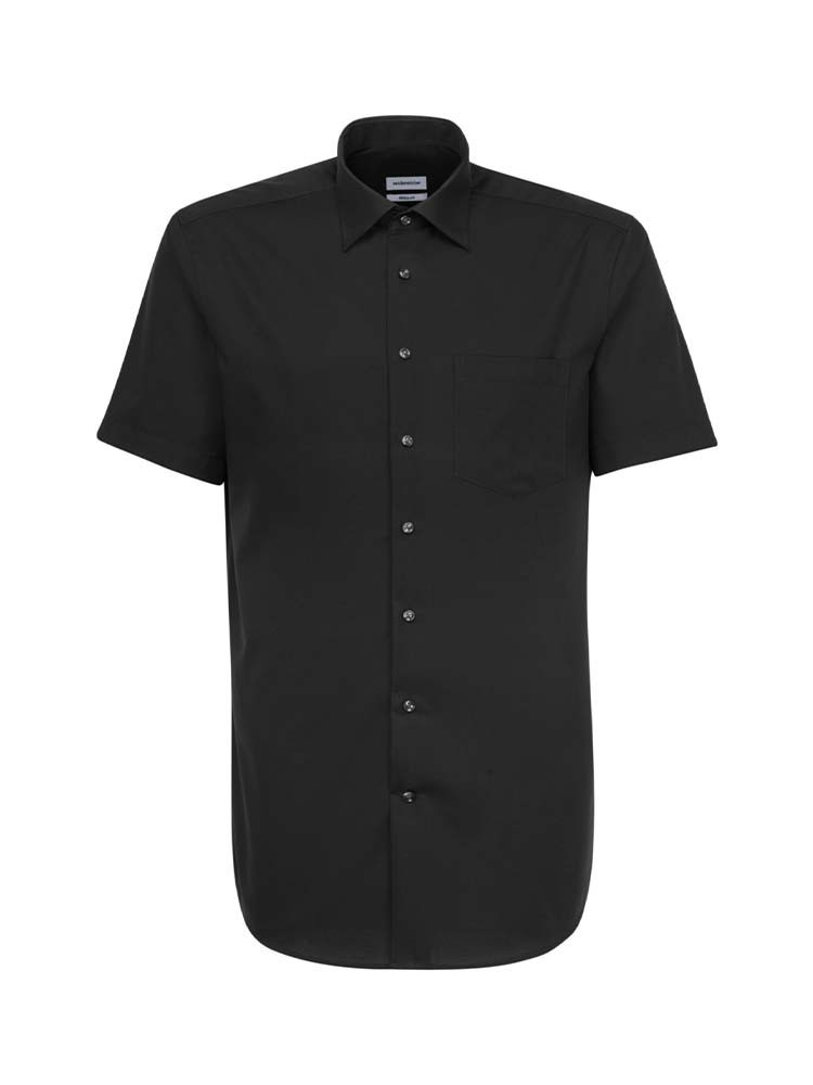 Herren Kurzarm Hemd Schwarz