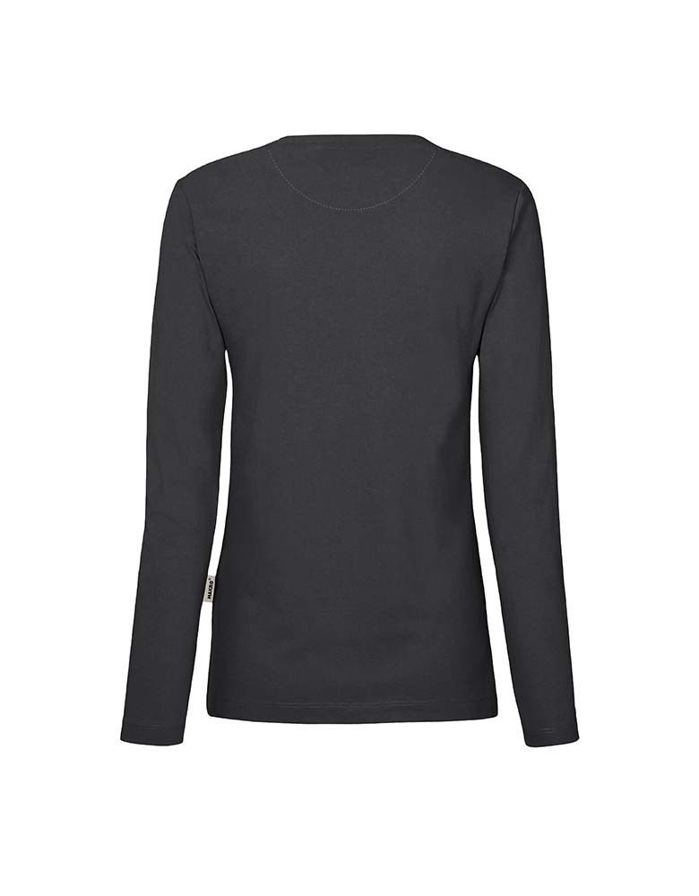 Graues Longsleeve Damen von Hakro – Regular Fit, XS–6XL, pflegeleicht, bestickbar & bedruckbar