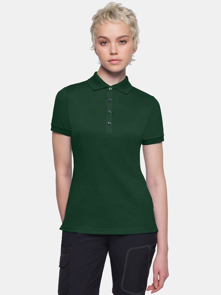 Damen Poloshirt Cotton-Tec in Royalblau, tailliert, mit Polokragen und Knopfleiste