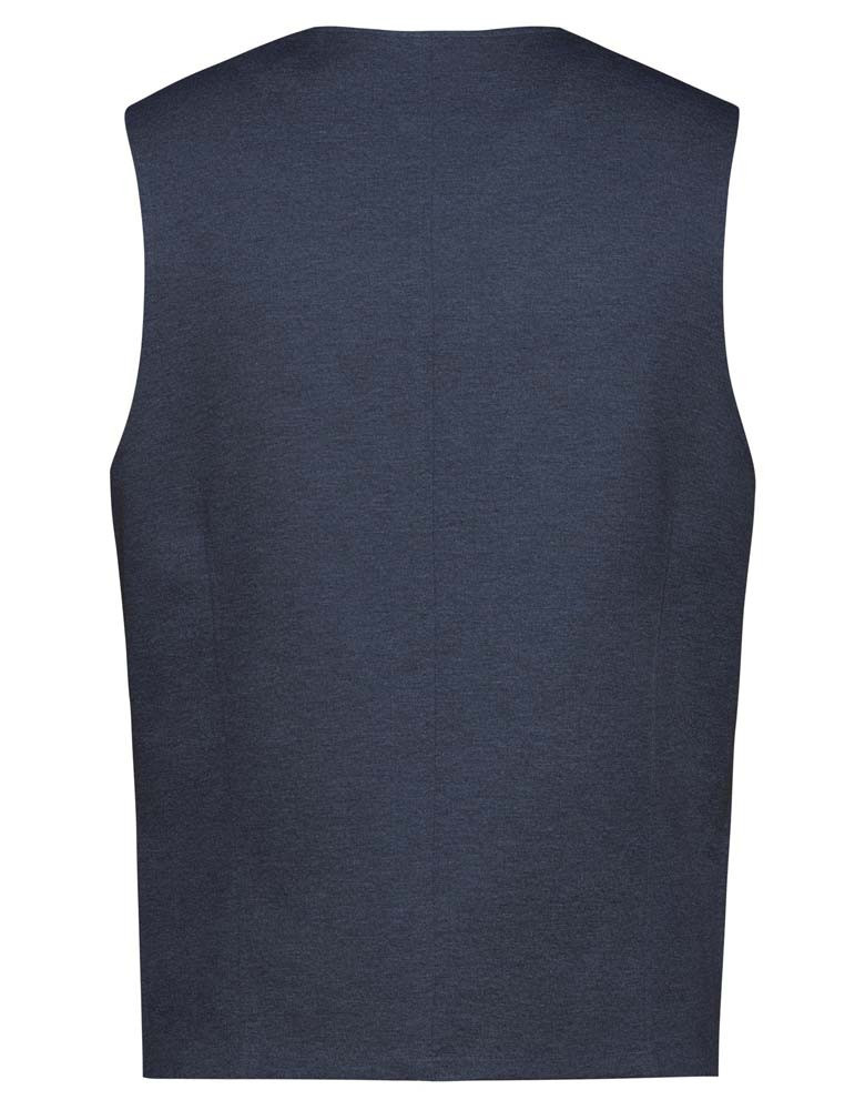 Herren Jersey Weste Blau Meliert – Regular Fit, 5-Knopf-Leiste, Leistentaschen, weicher Jersey-Stoff mit Stretch, Business- und Freizeitweste für Büro, Verkauf, Gastronomie