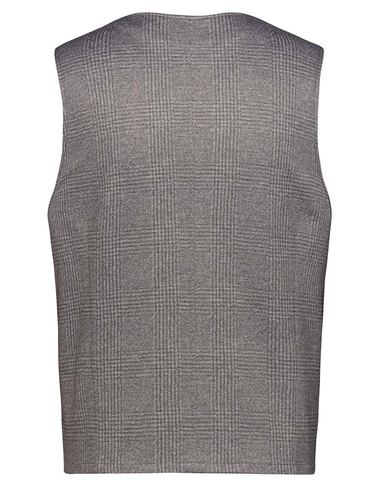 Herren Jersey Weste Grau Meliert – Regular Fit, 5-Knopf-Leiste, Leistentaschen, weicher Jersey-Stoff mit Stretch, Business- und Freizeitweste für Büro, Verkauf, Gastronomie