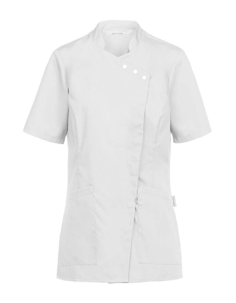 Kosmetik Kittel Weiß aus hochwertigem Tencel-Gewebe für Kosmetikerinnen, Friseure und Wellness-Profis