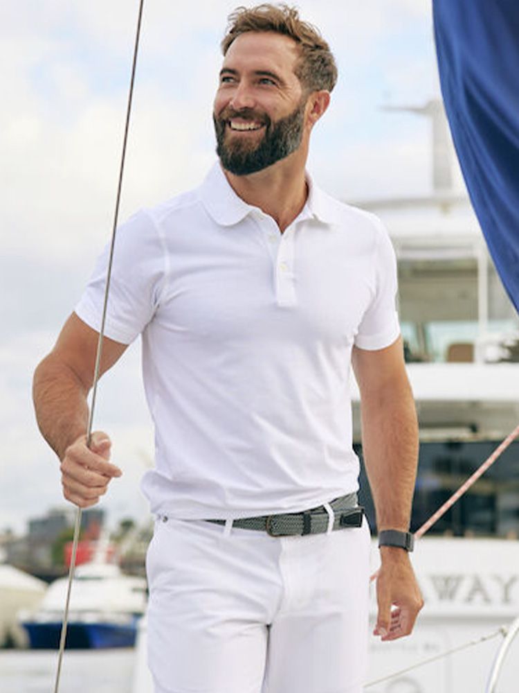 Business Poloshirt Herren in Weiß mit modernem Schnitt und UV-Schutz