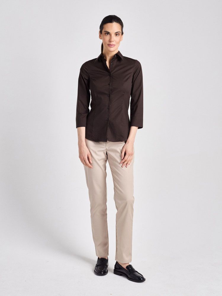 Damenbluse 3/4-Arm Braun