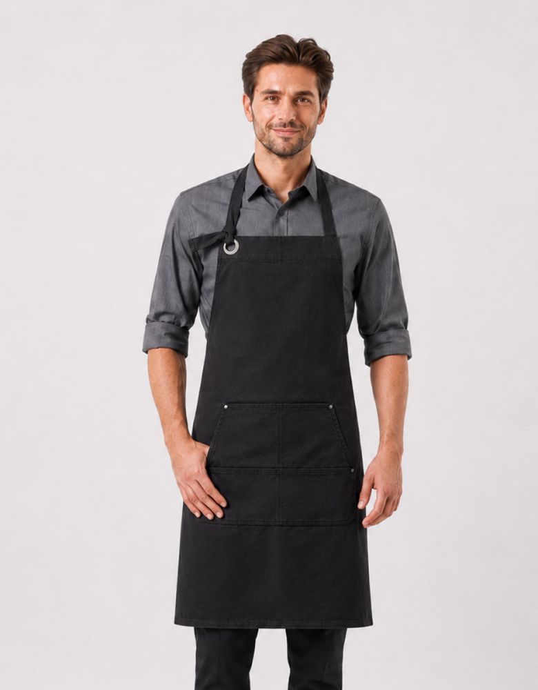 Latzschürze mit Tasche schwarz