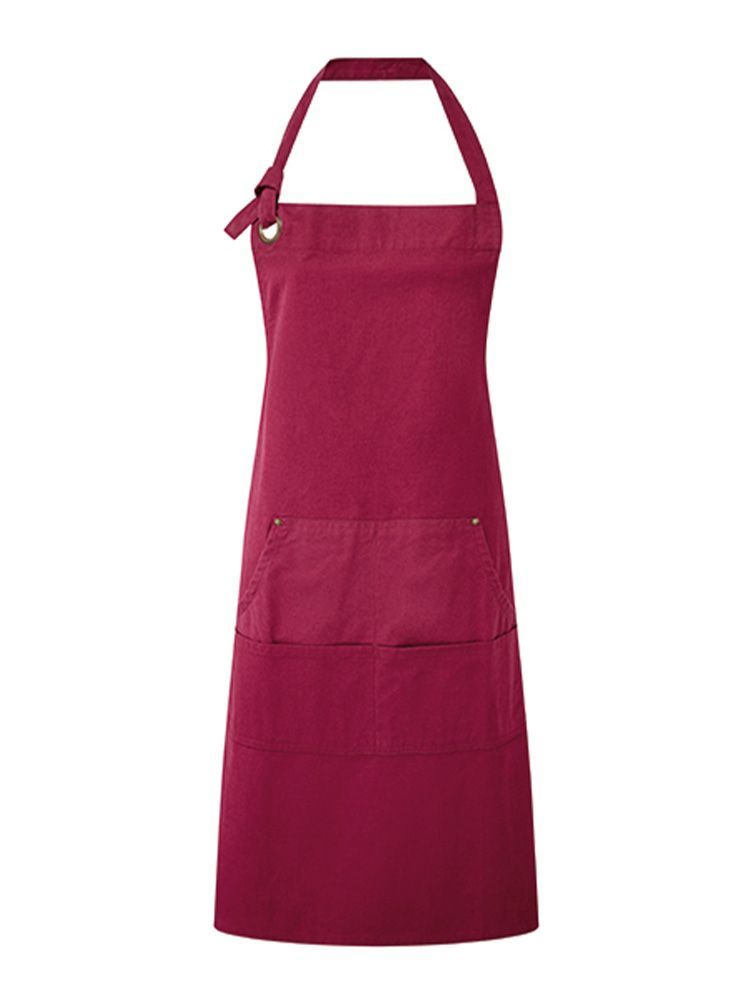 Latzschürze mit Taschen Weinrot