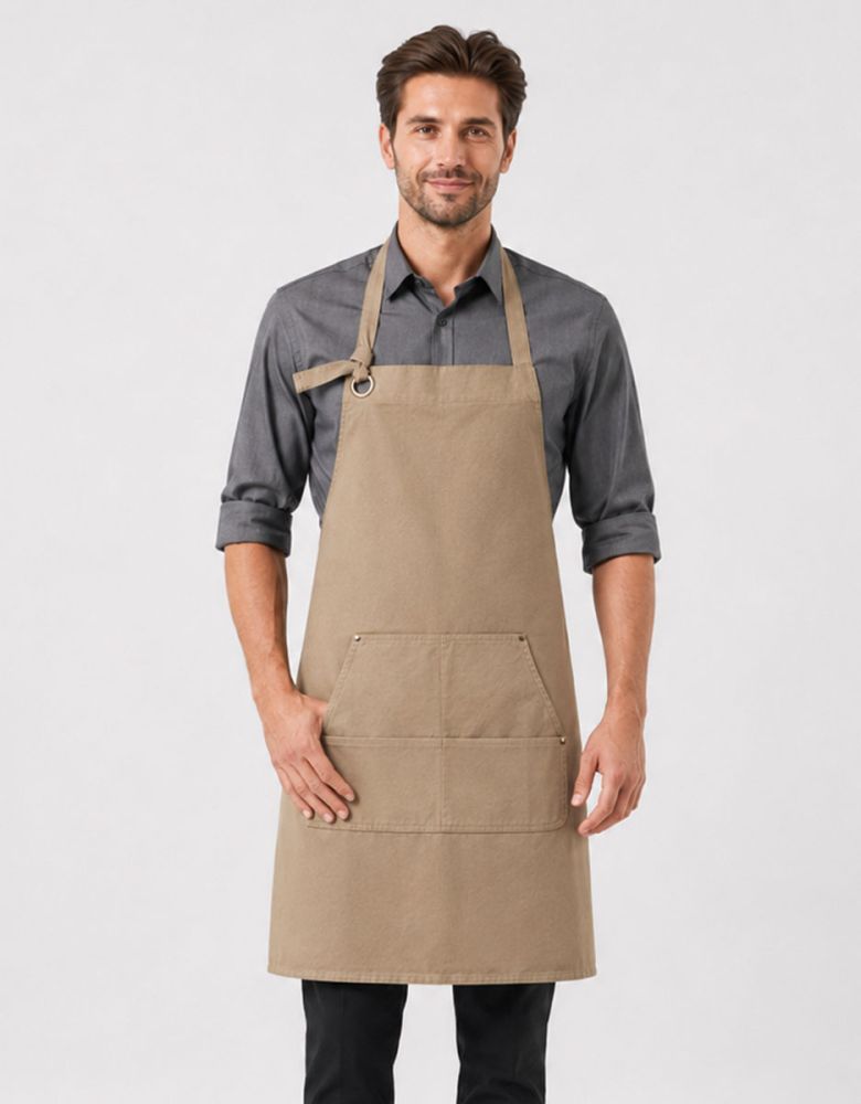 Latzschürze mit Taschen Beige