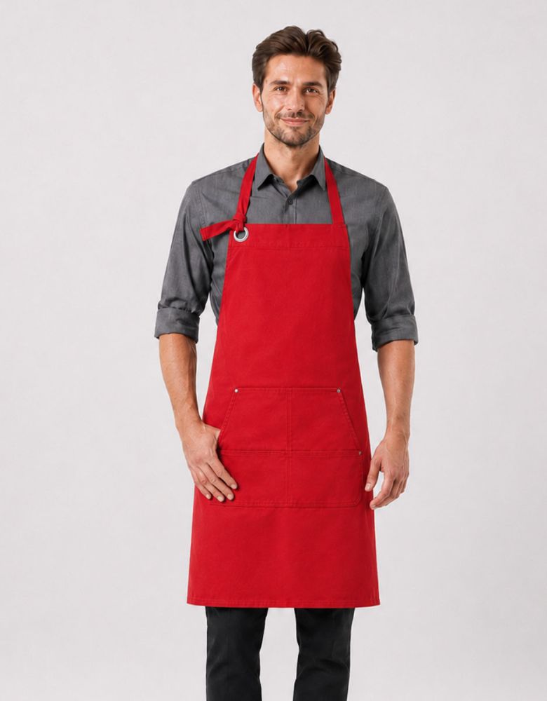 Latzschürze mit Taschen Rot