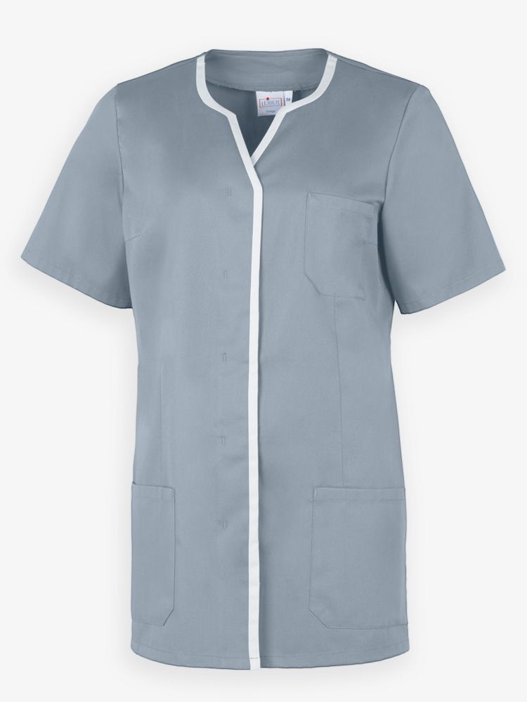 Kasack mit Knopfleiste Grau/Weiß