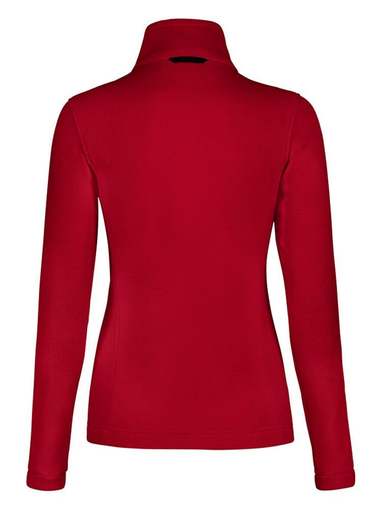 Leichte Fleecejacke Damen ohne Kapuze in Rot aus Microfleece, modischer Regular Fit für den Berufsalltag in Medizin, Pflege und Gastronomie