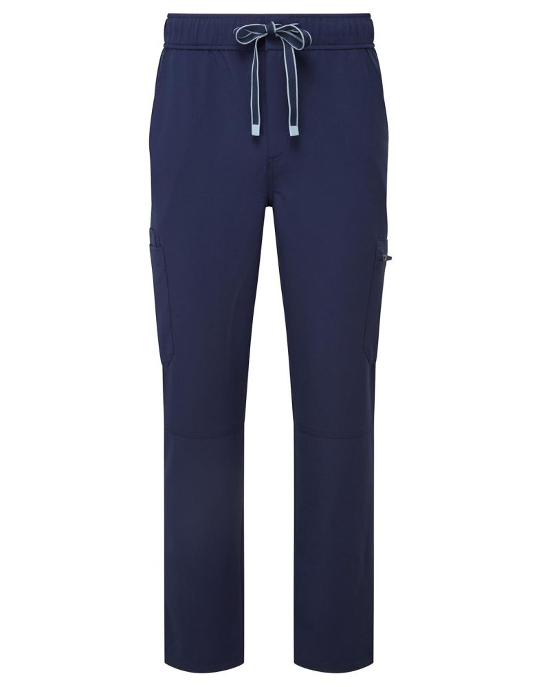 Cargo Stretch Hose Herren in Dunkelblau mit Seitentaschen und Kordelzug für den Berufsalltag