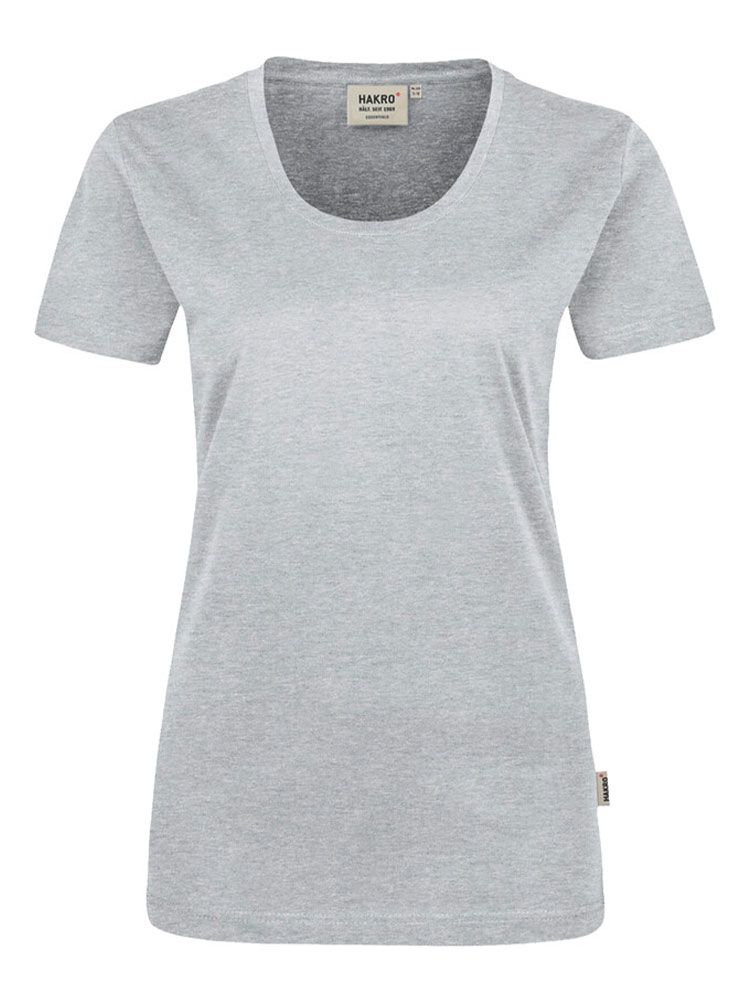 Grau meliertes Rundhals Damen T-Shirt