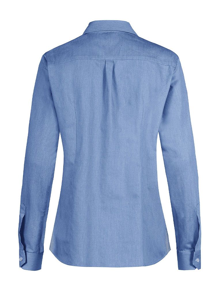 Jeansbluse Damen in Denimoptik mit Krempelarm und Kontrasteinsatz – ideal für Beruf und Freizeit