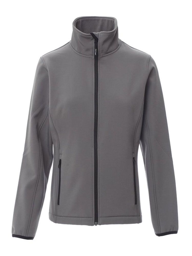 günstige Damen Softshelljacke in Grau mit wasserabweisender Beschichtung, 2-Wege-Reißverschluss und elastischen Ärmelbündchen