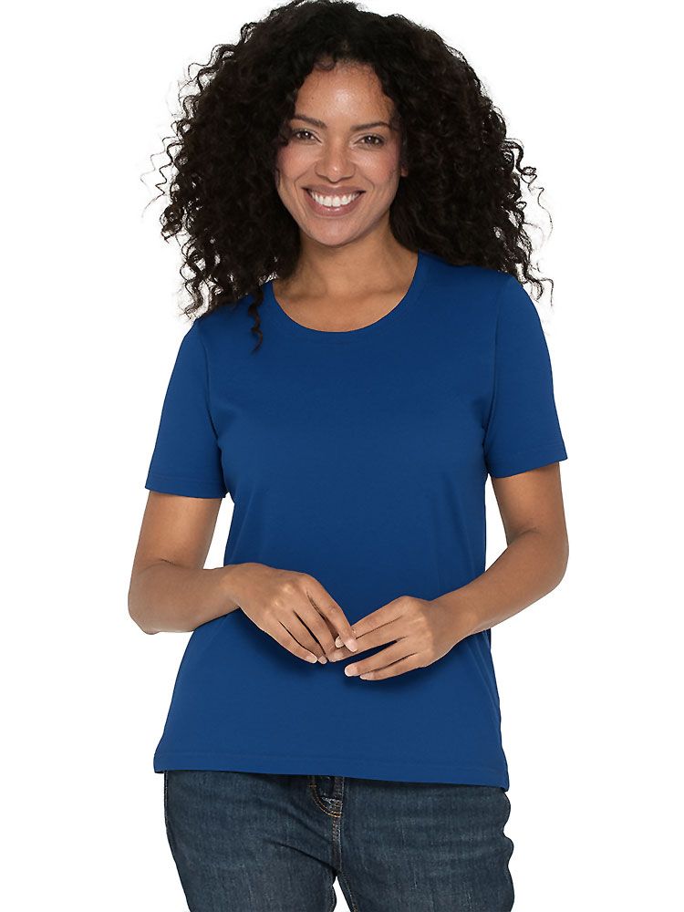 Blaues Damen T-Shirt mit Rundhals, tailliert, für Beruf & Freizeit