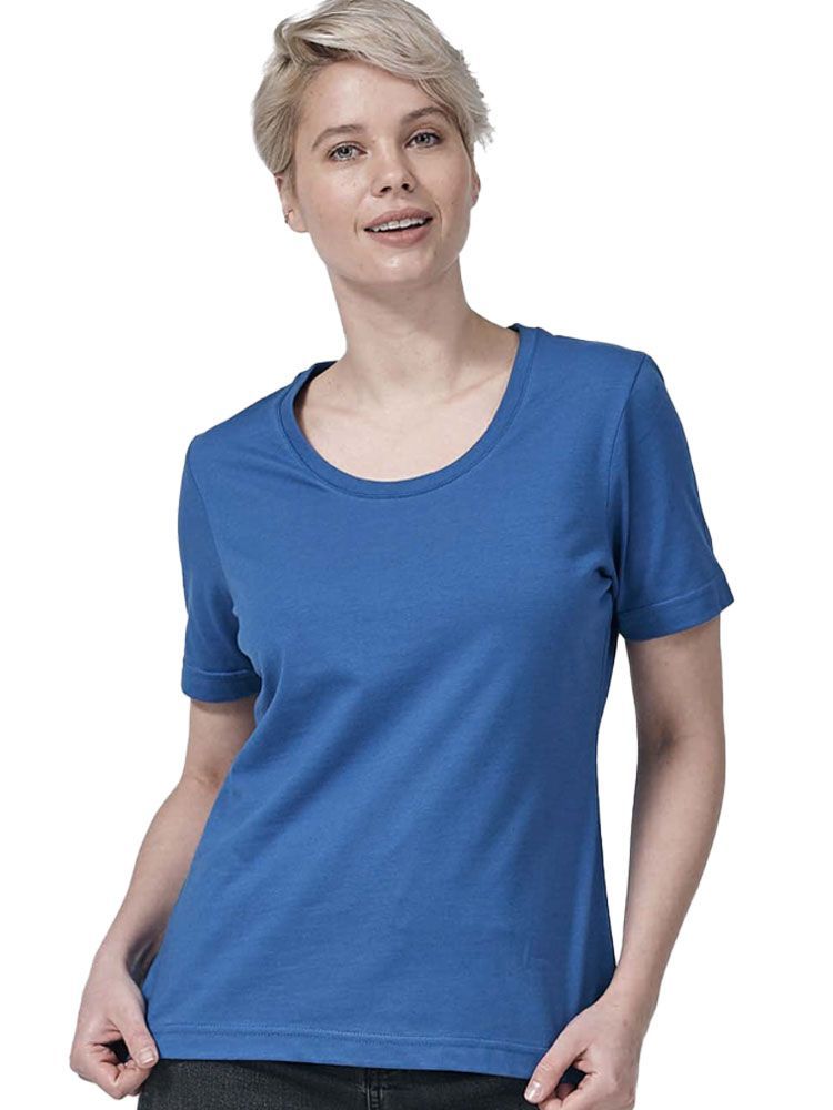 Blaues Damen T-Shirt mit Rundhals, tailliert, für Beruf & Freizeit