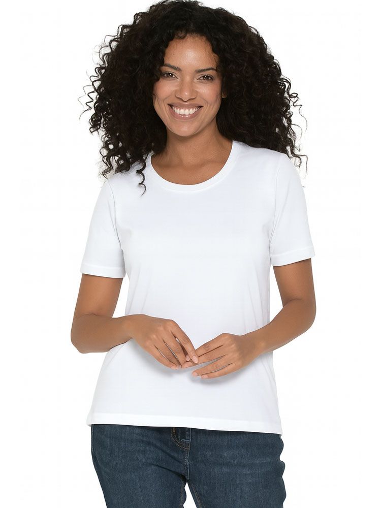 Weißes Damen T-Shirt mit Rundhals, tailliert, für Beruf & Freizeit