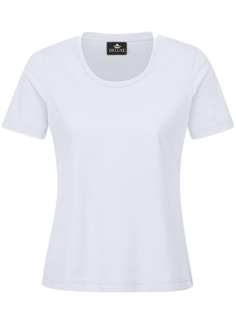 Weißes Damen T-Shirt mit Rundhals, tailliert, für Beruf & Freizeit