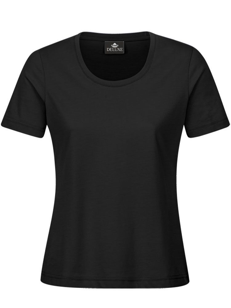 Schwarzes Damen T-Shirt mit Rundhals, tailliert, für Beruf & Freizeit