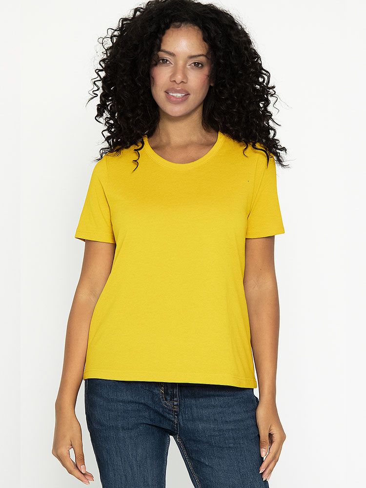 Damen T Shirt gelb mit taillierter Passform – ideal für Arbeit, Freizeit und Corporate Fashion
