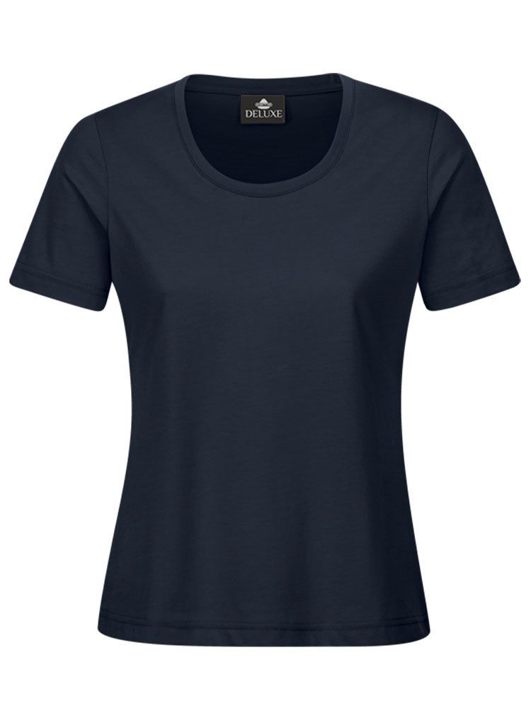 Dunkelblaues Damen T-Shirt mit Rundhals, tailliert, für Beruf & Freizeit