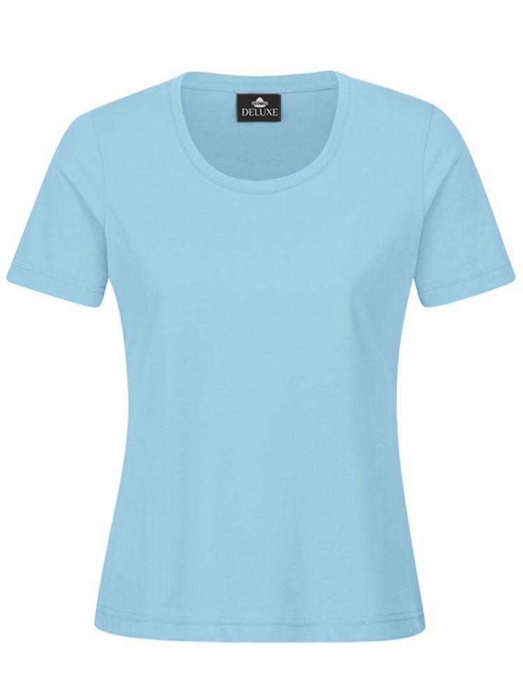 Hellblaues Damen T-Shirt mit Rundhals, tailliert, für Beruf & Freizeit