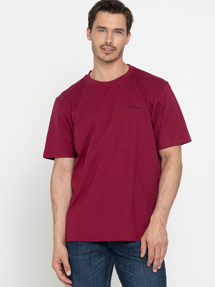 T-Shirt Bordeaux Herren – bequemer Rundhals-Schnitt, ideal für Beruf, Freizeit und Teamkleidung