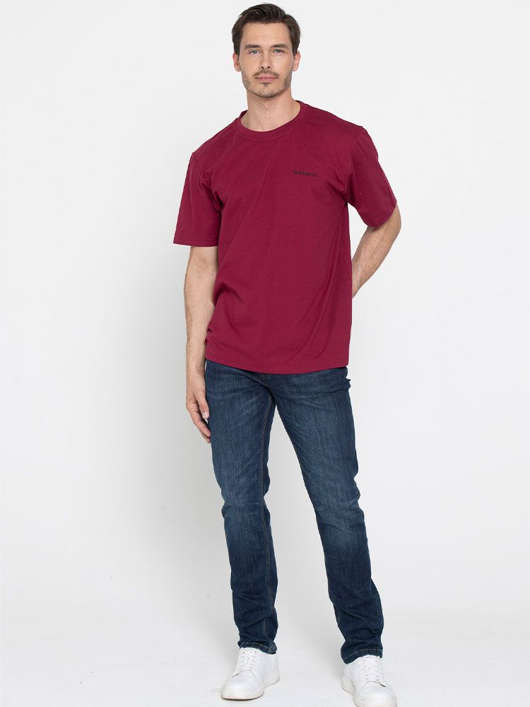 T-Shirt Bordeaux Herren – bequemer Rundhals-Schnitt, ideal für Beruf, Freizeit und Teamkleidung