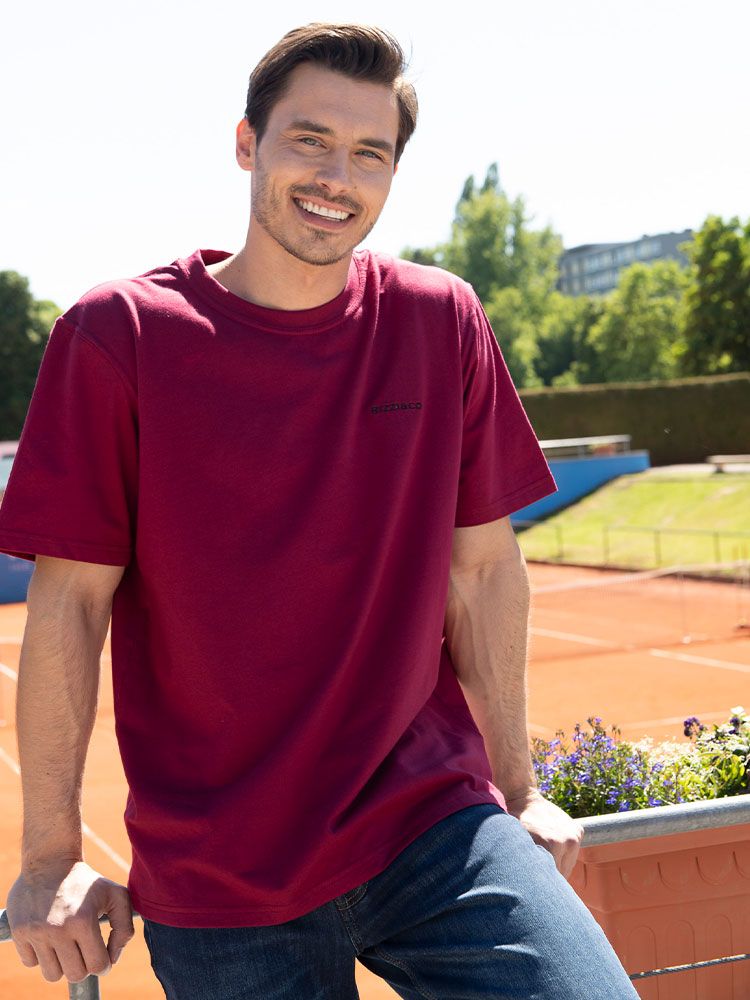 T-Shirt Bordeaux Herren – bequemer Rundhals-Schnitt, ideal für Beruf, Freizeit und Teamkleidung
