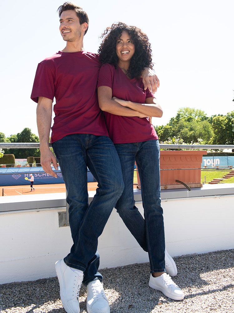 T-Shirt Bordeaux Herren – bequemer Rundhals-Schnitt, ideal für Beruf, Freizeit und Teamkleidung