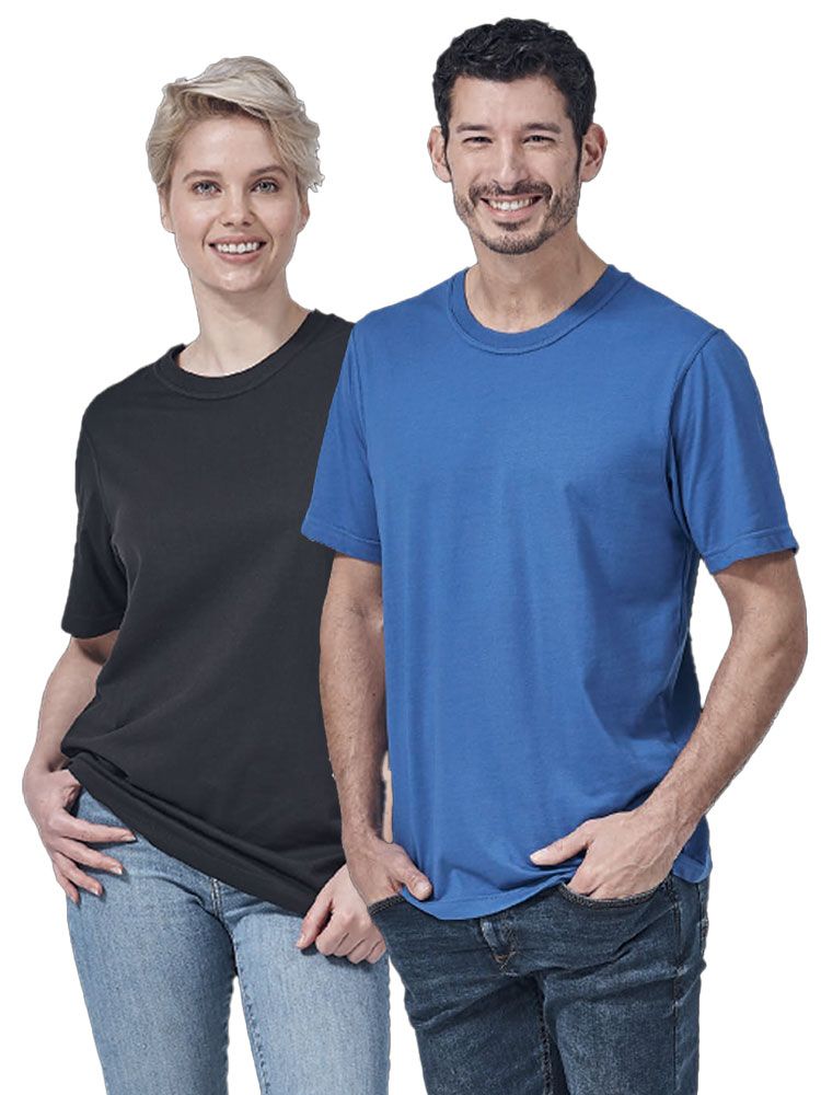 Dunkelblaues Herren T-Shirt mit Rundhals, gerade geschnitten, für Beruf & Freizeit