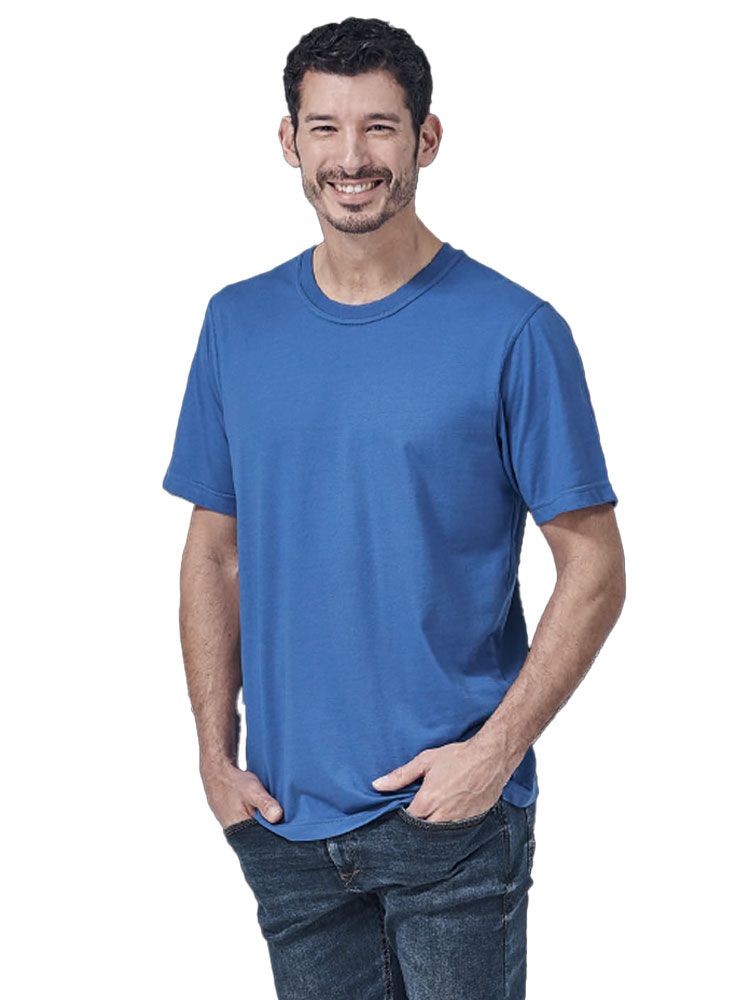 Blaues Herren T-Shirt mit Rundhals, gerade geschnitten, für Beruf & Freizeit