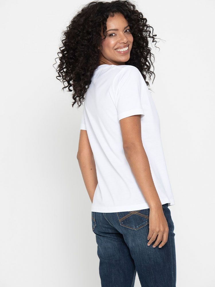 Weißes Damen T-Shirt V-ausschnitt