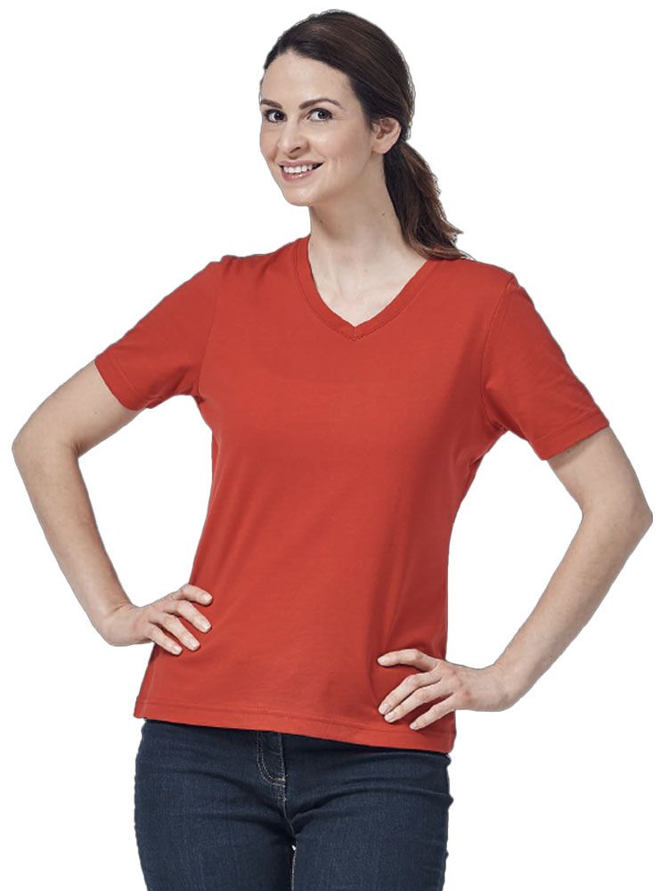 Damen T-Shirt V-ausschnitt rot