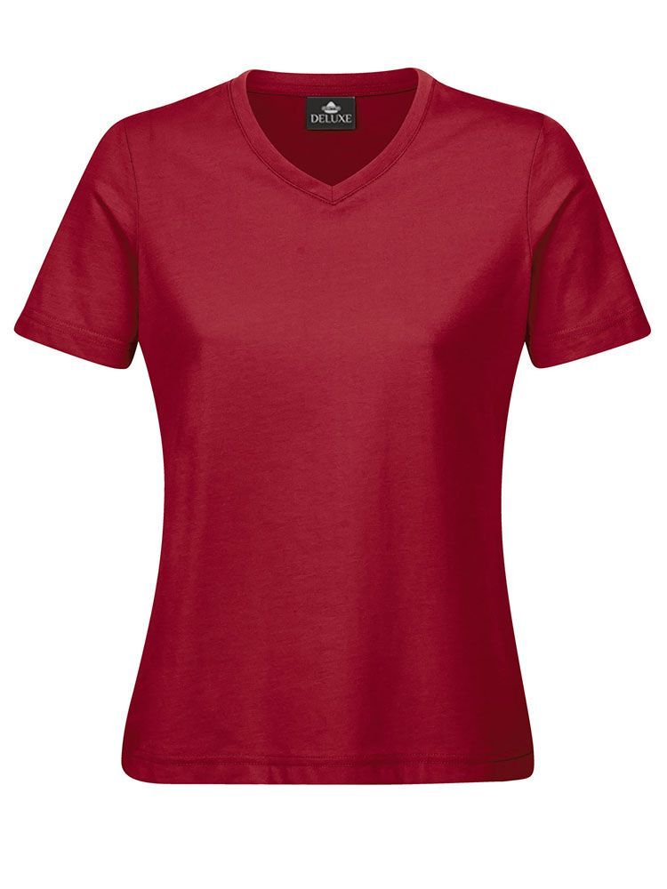 Damen T-Shirt V-ausschnitt bordeaux