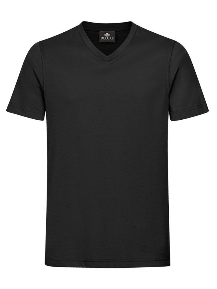Schwarzes Herren T-Shirt mit V-Ausschnitt – pflegeleicht, klassisch, in vielen Größen