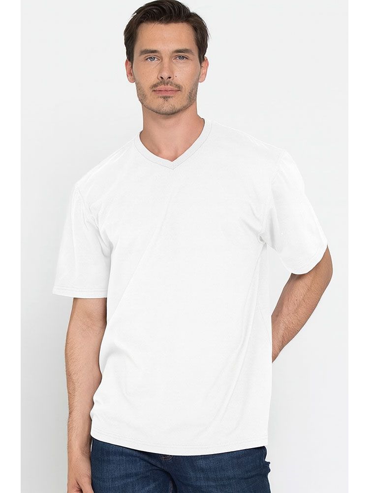 Weißes Herren T-Shirt mit V-Ausschnitt, gerade geschnitten, für Beruf & Freizeit