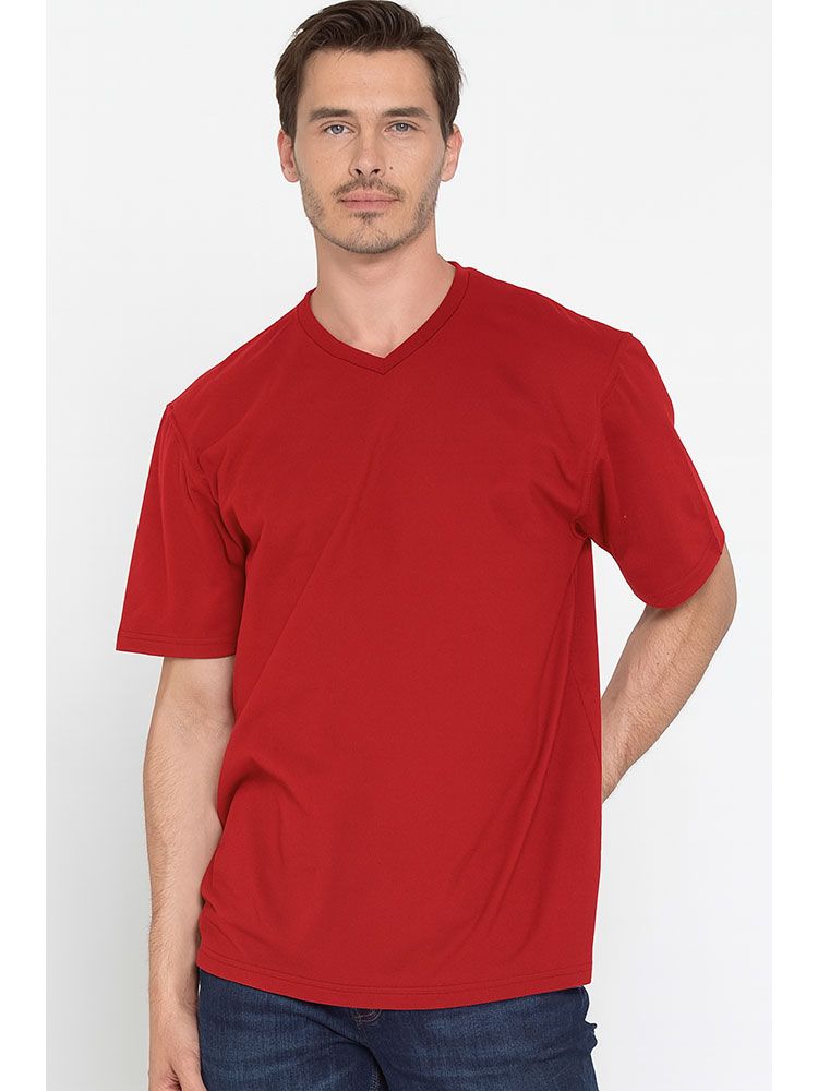 Rotes Herren T-Shirt mit V-Ausschnitt, gerade geschnitten, für Beruf & Freizeit