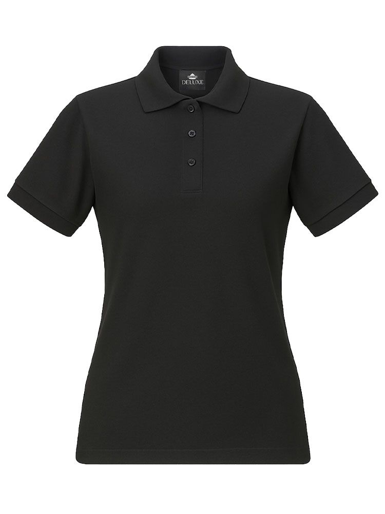 Piqué Poloshirt Damen – tailliert, XS–5XL, 60 °C, pflegeleicht, Farbe Schwarz