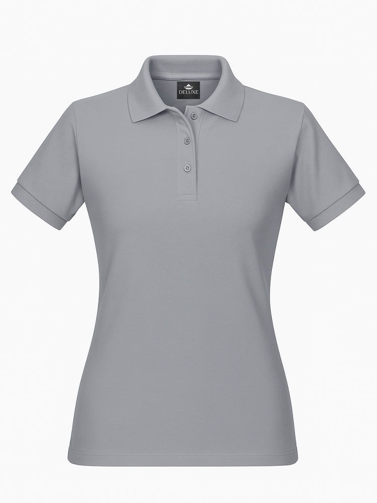 Damen Poloshirt Grau – tailliertes Piqué, XS–5XL, 60 °C, pflegeleicht & formstabil