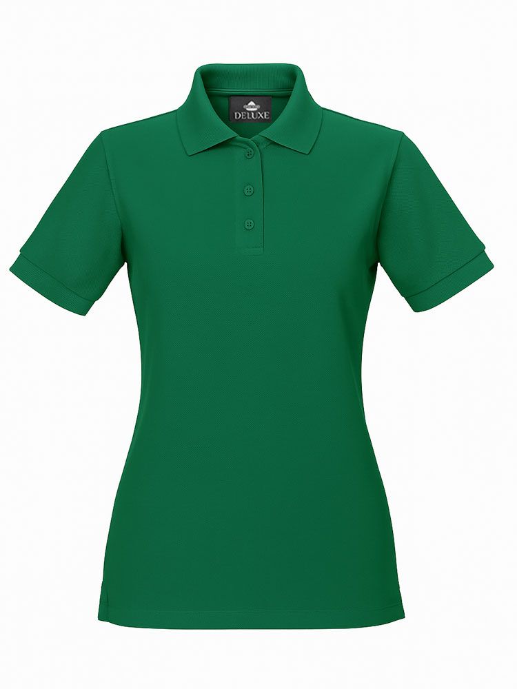 Tailliertes Poloshirt Damen – Piqué, Dunkelgrün, pflegeleicht & formstabil