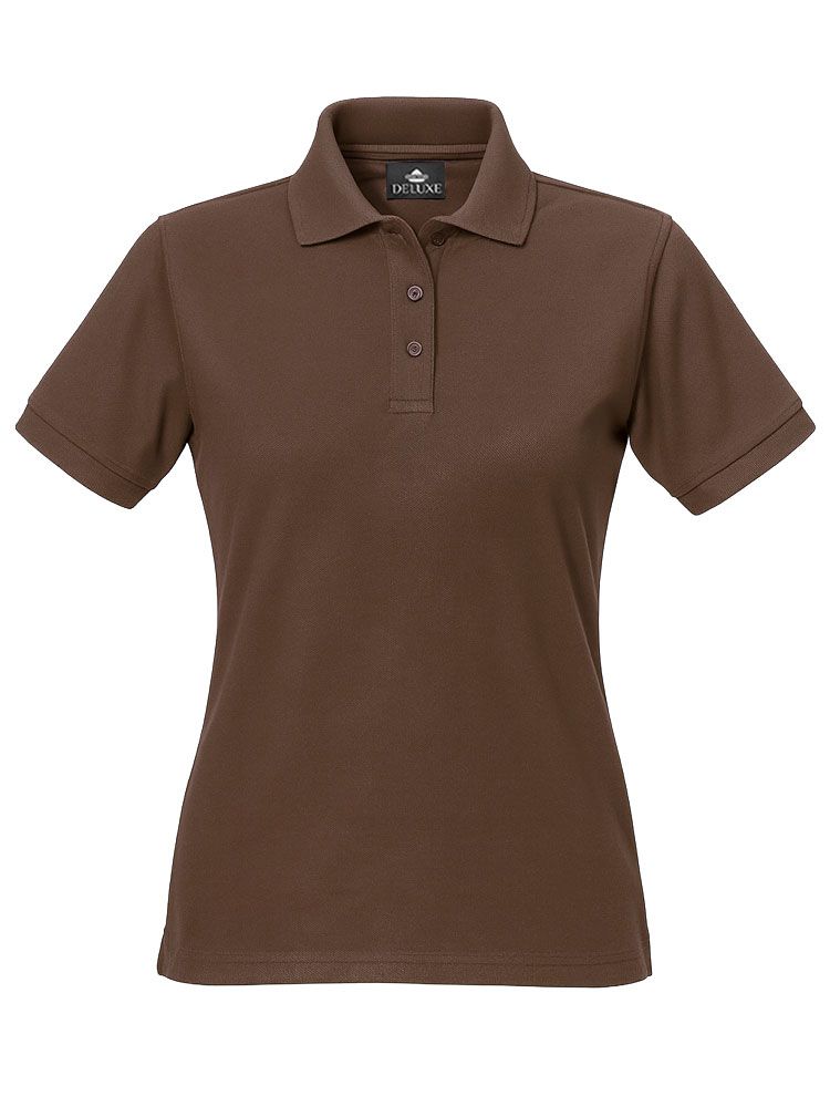 Poloshirt Piqué Damen – tailliert, pflegeleicht & formstabil, XS–5XL, Farbe Braun