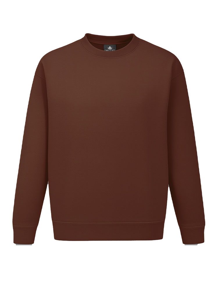 Braunes Unisex Sweatshirt, gerade geschnitten, mit Rippstrickbündchen