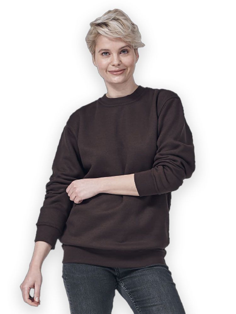 Braunes Unisex Sweatshirt, gerade geschnitten, mit Rippstrickbündchen