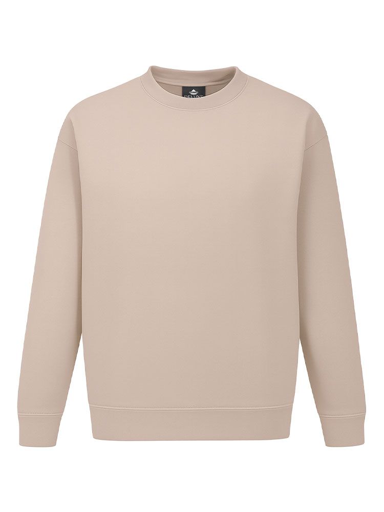 Beiges Unisex Sweatshirt, gerade geschnitten, mit Rippstrickbündchen