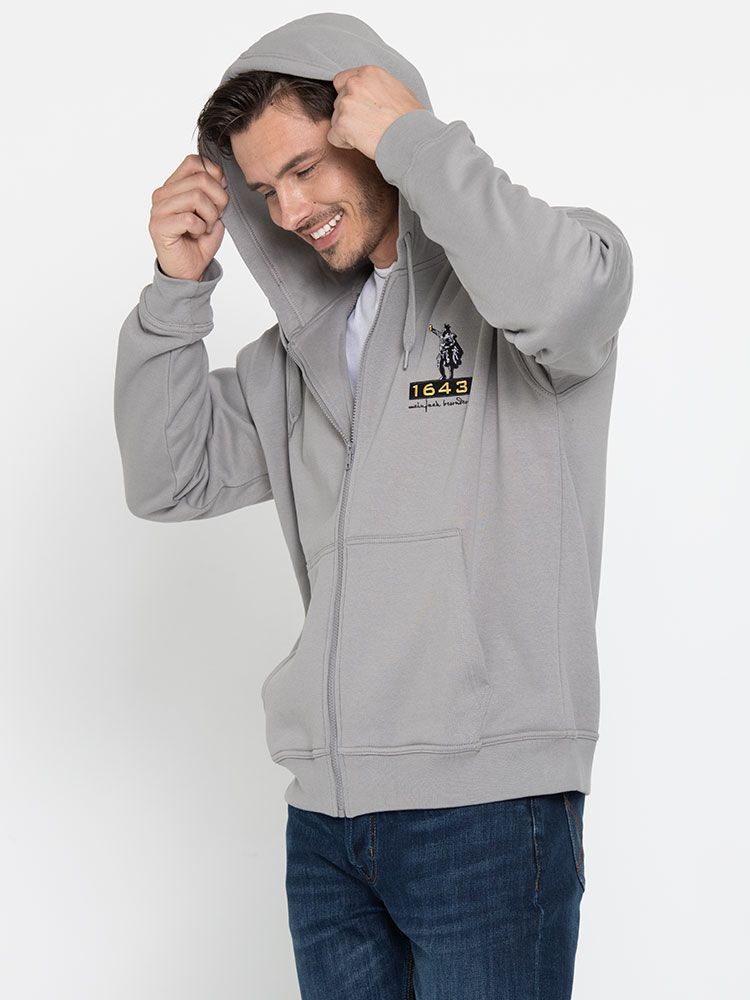 Rote Unisex Kapuzenjacke mit Reißverschluss und Kängurutaschen, ideal für Damen und Herren